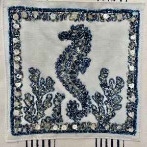 NWT Casey Key Canvas Tote Bag with Beaded Seahorse and Coral